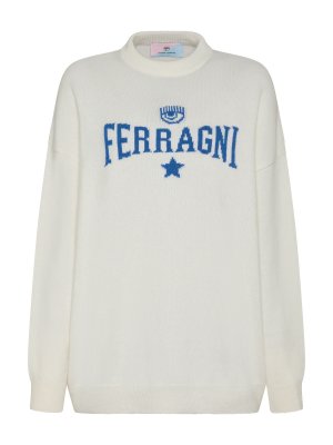 Chiara Ferragni эластичный свитер Ferragni, белый. Цвет: белый