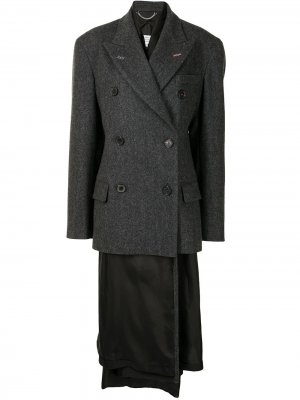 Многослойное двубортное пальто Maison Margiela. Цвет: серый