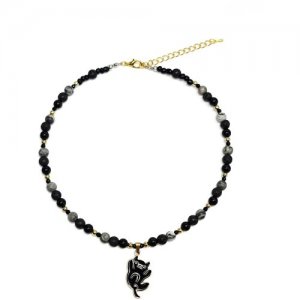 Чокер Black Cat ожерелье бусы агат вулканическая лава ручная работа ENJOY