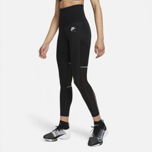 Женские тайтсы Dri-FIT Fold-Over Waist 7/8 Leggings Nike. Цвет: черный