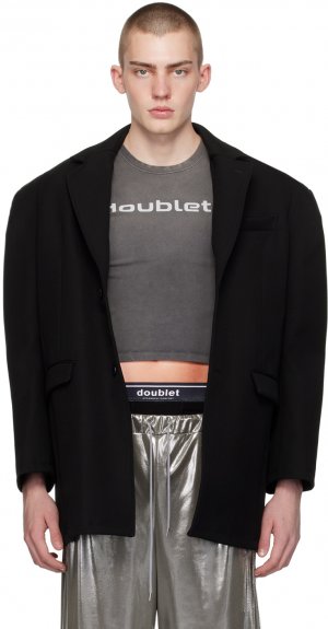 Черный пиджак с плечами в форме робота Doublet