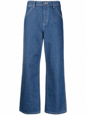 Укороченные джинсы широкого кроя Tory Burch. Цвет: синий