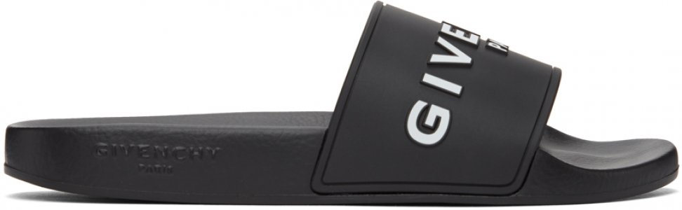 Черные сандалии на плоской подошве с логотипом Givenchy