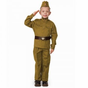 Детская военная форма Солдат в пилотке, хаки, рост 146 см 8008-3-146-72 Батик. Цвет: хаки