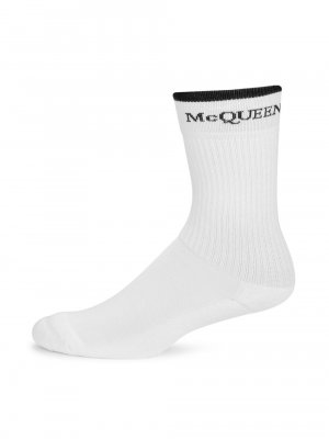 Двусторонние носки до середины икры с логотипом , черный Alexander McQueen