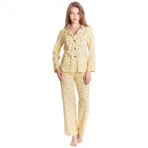Пижама , брюки, рубашка, длинный рукав, карманы, размер 52, желтый Lika Dress. Цвет: желтый