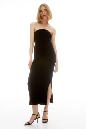 Вязаное платье-бандо , черный H&M