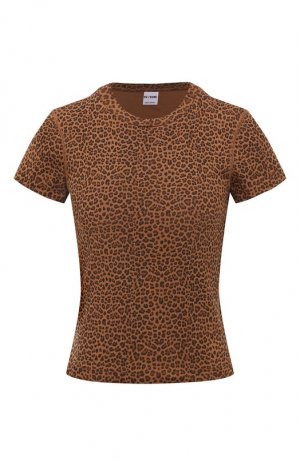 Хлопковая футболка Re/Done. Цвет: леопардовый