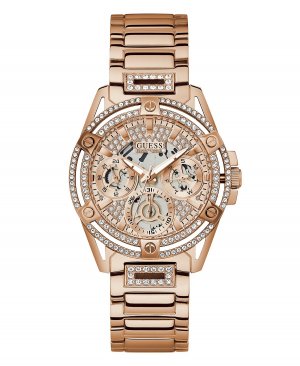 Женские кварцевые многофункциональные часы из нержавеющей стали цвета розового золота с браслетом 40 мм GUESS, золотой Guess