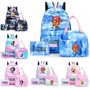3Pcs/set Anime One Piece Backpack Set School Students Kawaii Back To Girl Boy Children Lunch Bags Pencil Box Bandai