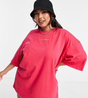Платье-футболка в стиле oversized цвета фуксии -Розовый цвет Public Desire Curve