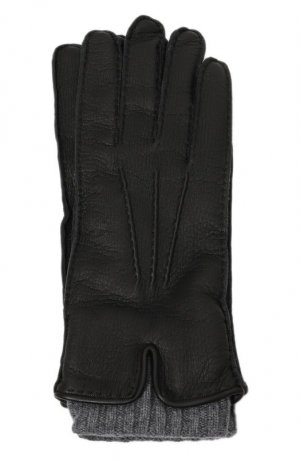Кожаные перчатки Fedeli. Цвет: чёрный