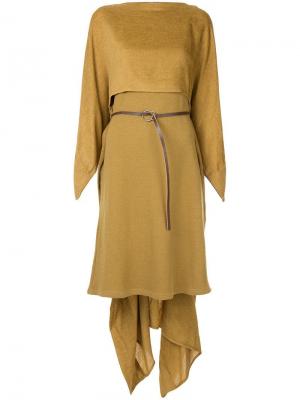 Платье миди асимметричного кроя Nehera. Цвет: коричневый