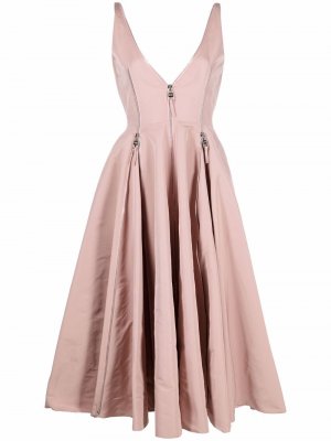 Расклешенное платье с молниями Alexander McQueen. Цвет: розовый
