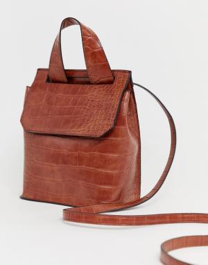 Рюкзак с эффектом крокодиловой кожи -Светло-коричневый ASOS DESIGN