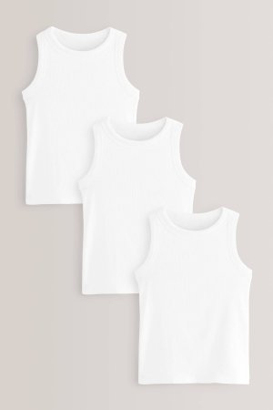 Комплект из 3 футболок в рубчик укороченного кроя , белый Next