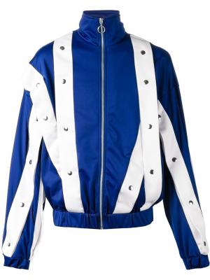 Куртка с контрастными полосками и заклепками Christopher Shannon. Цвет: синий