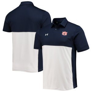 Мужская рубашка-поло темно-синего/белого цвета темно-каштанового Tigers 2022 Blocked Coaches Performance Under Armour