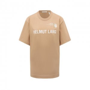 Хлопковая футболка Helmut Lang. Цвет: бежевый