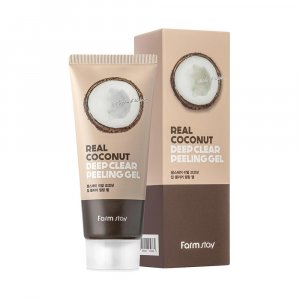 Real Coconut Deep Clear Peeling Gel 100ml - пилинг-пилинг для лица с натуральным кокосом FARM STAY