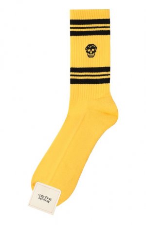 Хлопковые носки Alexander McQueen. Цвет: жёлтый