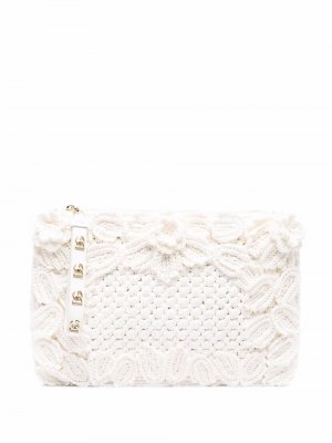 Плетеный клатч из рафии Dolce & Gabbana. Цвет: белый