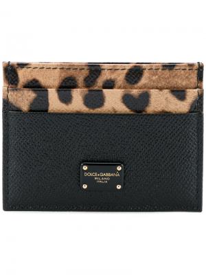 Визитница с леопардовой панелью Dolce & Gabbana. Цвет: чёрный