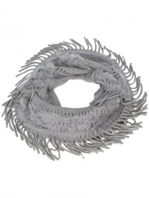 Меховой шарф с бахромой Dolce Cabo. Цвет: серый