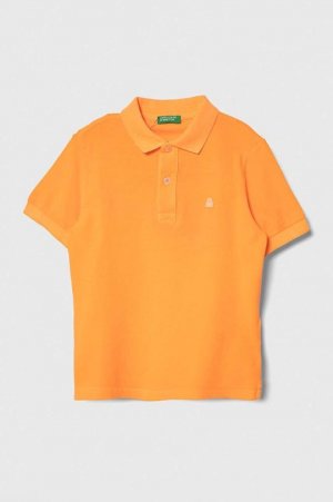 United Colors of Benetton Детская хлопковая рубашка-поло, оранжевый