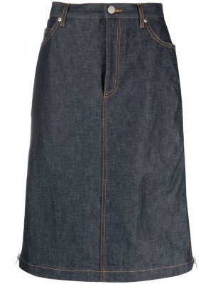 Джинсовая юбка с плиссировкой A.P.C.. Цвет: синий