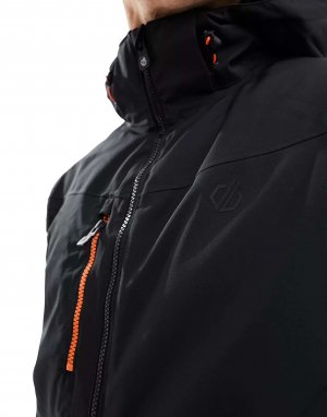 Черная водонепроницаемая утепленная лыжная куртка Dare2B с карманом для ски-пасса Dare 2b. Цвет: черный