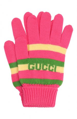 Шерстяные перчатки Gucci. Цвет: розовый
