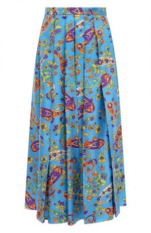Шелковая юбка Ralph Lauren. Цвет: голубой