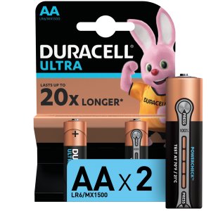 Батарейки щелочные Ultra АА, 2 шт., Черный Duracell. Цвет: черный