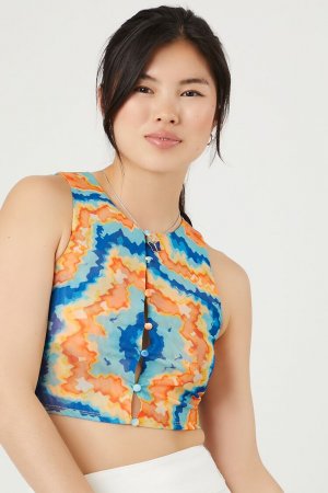 Укороченный сетчатый топ Tie-Dye , оранжевый Forever 21