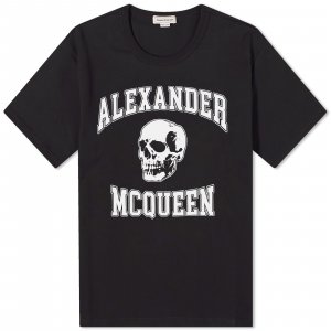 Футболка Alexander Mcqueen Varsity Skull Logo, цвет Black & White