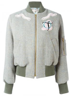 Декорированная куртка-бомбер Olympia Le-Tan. Цвет: серый
