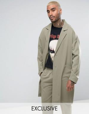 Длинный пиджак в полоску Inspired Reclaimed Vintage. Цвет: зеленый