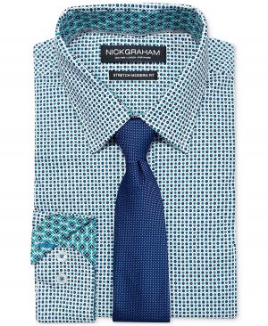 Мужская облегающая классическая рубашка стрейч с точечным принтом и узкий галстук Nick Graham