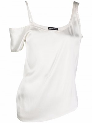 Атласная футболка асимметричного кроя Ann Demeulemeester. Цвет: белый