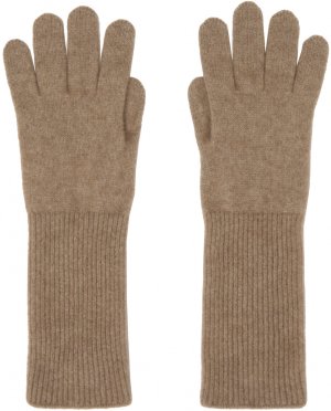 Коричневые длинные вязаные перчатки из детского кашемира, натуральные AURALEE