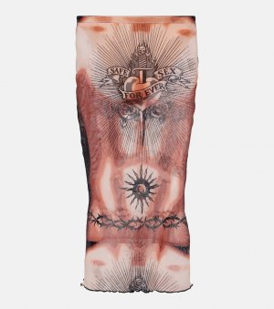 Сетчатая юбка миди из коллекции tattoo , коричневый Jean Paul Gaultier
