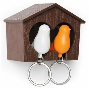Держатель для ключей QUALY Duo Sparrow, коричневый/белый/оранжевый. Цвет: коричневый
