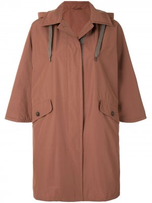 Пальто-кейп с капюшоном Brunello Cucinelli. Цвет: оранжевый