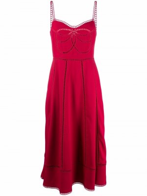 Расклешенное платье с английской вышивкой RED Valentino. Цвет: розовый