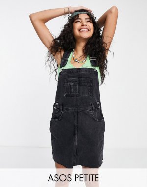 Черный выбеленный джинсовый комбинезон ASOS DESIGN Petite 'original'