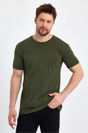 Мужская базовая футболка цвета хаки с круглым вырезом GENIUS