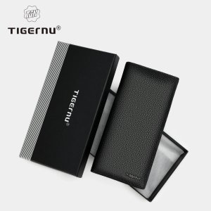 Роскошный мужской кошелек из 100% натуральной кожи, кошелек, длинный тонкий кожаный с держателем для карт, карманом Tigernu