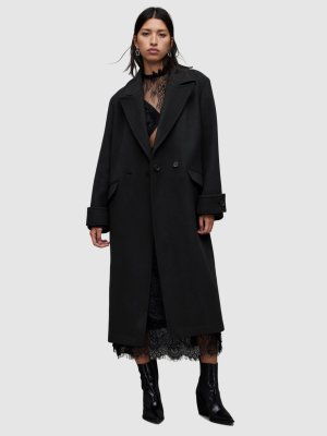 Двубортное удлиненное пальто Mabel, черный AllSaints