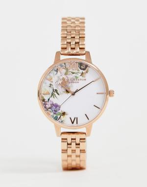 Розово-золотистые часы-браслет OB16EG135 Enchanted Garden-Золотой Olivia Burton